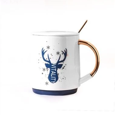 Ceramic Christmas Reindeer Mug Nrog Lub hau